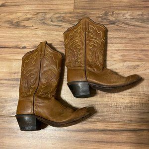 Boys Tan Old West Cowboy Boots Leather 13.5